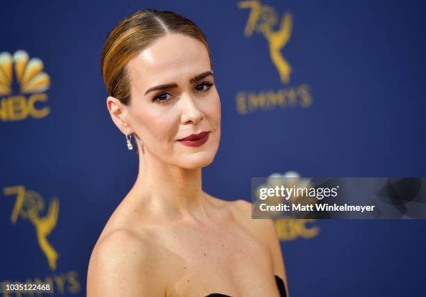 Sarah Paulson attends the 70th Emmy Awards at Microsoft Theater on September 17, 2018 in Los Angeles, California.