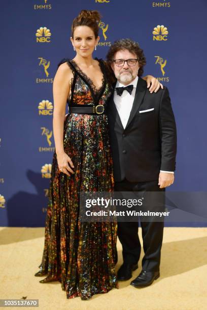 Tina Fey and Jeff Richmond attend the 70th Emmy Awards at Microsoft Theater on September 17, 2018 in Los Angeles, California.