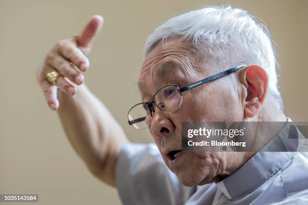 Joseph Zen, cardinal of the Holy Roman Church, speaks during an interview in Hong Kong, China, on Saturday, Aug. 18, 2018. Zen -- the retired but...