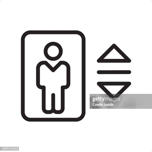 elevator - outline icon - pixel perfect - sliding door stock illustrations