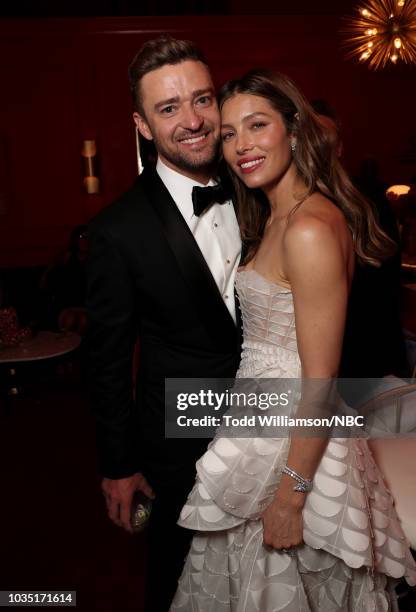 70th ANNUAL PRIMETIME EMMY AWARDS -- Pictured: Actors Justin Timberlake and Jessica Biel arrive to the 70th Annual Primetime Emmy Awards held at the...