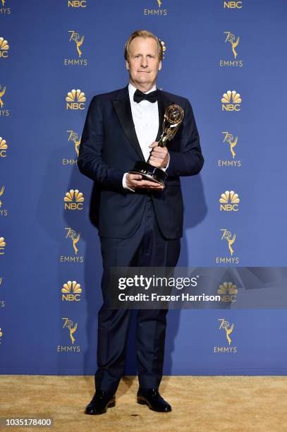 Outstanding Supporting Actor in a Limited Series or Movie Jeff Daniels poses in the press room during the 70th Emmy Awards at Microsoft Theater on...