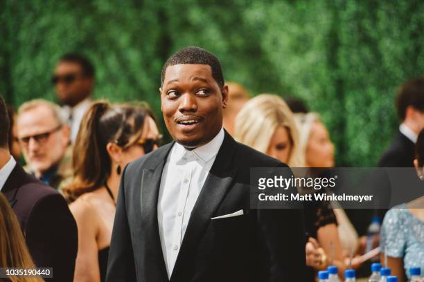 Michael Che arrives at the 70th Emmy Awards on September 17, 2018 in Los Angeles, California.