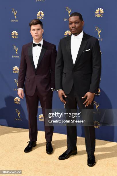 Colin Jost and Michael Che attend the 70th Emmy Awards at Microsoft Theater on September 17, 2018 in Los Angeles, California.