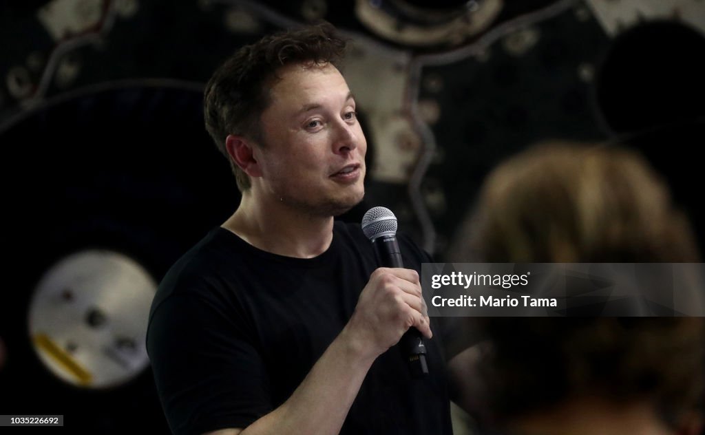SpaceX CEO Elon Musk speaks at a press conference where he announced