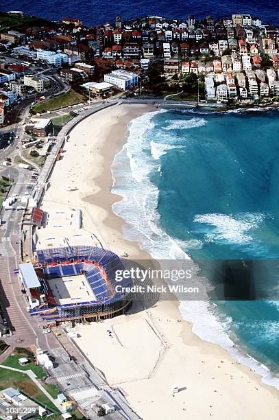 Above view of Bondi Beach featuring the Volleyball Stadium for the 2000 Olympic Games in Sydney, Australia. Mandatory Credit: Nick Wilson/ALLSPORT