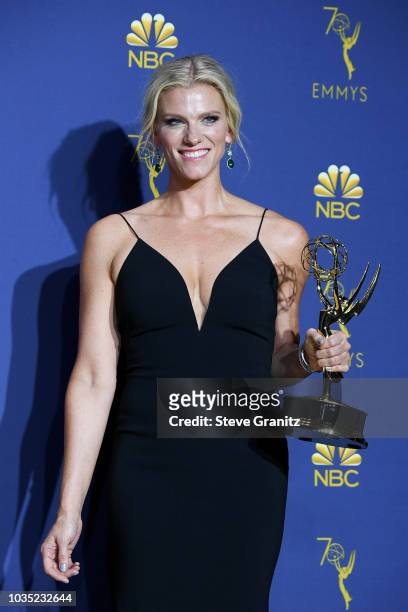 Outstanding Variety Sketch Series winner Lindsay Shookus poses in the press room during the 70th Emmy Awards at Microsoft Theater on September 17,...