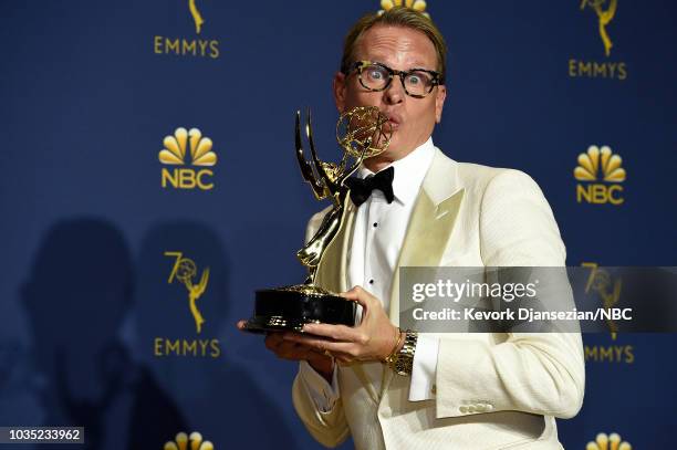 70th ANNUAL PRIMETIME EMMY AWARDS -- Pictured: Carson Kressley poses with the Outstanding Reality  Competition Program award for 'RuPauls Drag...