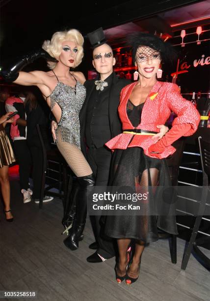 Miss Titty, Ali Mahdavi and Lola Dragonnesse von Flamme attend the "Queen Size" Grand Opening Party At 42 rue Tilsitt In Paris on September 17, 2018...