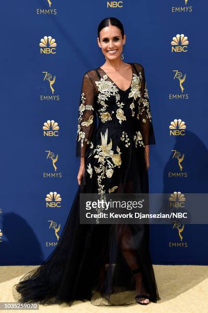 70th ANNUAL PRIMETIME EMMY AWARDS -- Pictured: Actor Maria Dolores Dieguez arrives to the 70th Annual Primetime Emmy Awards held at the Microsoft...