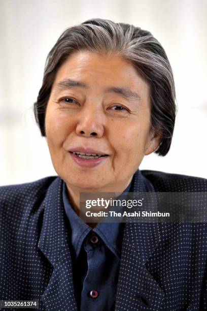 Actress Kirin Kiki speaks during the Asahi Shimbun interview on June 6, 2012 in Tokyo, Japan.