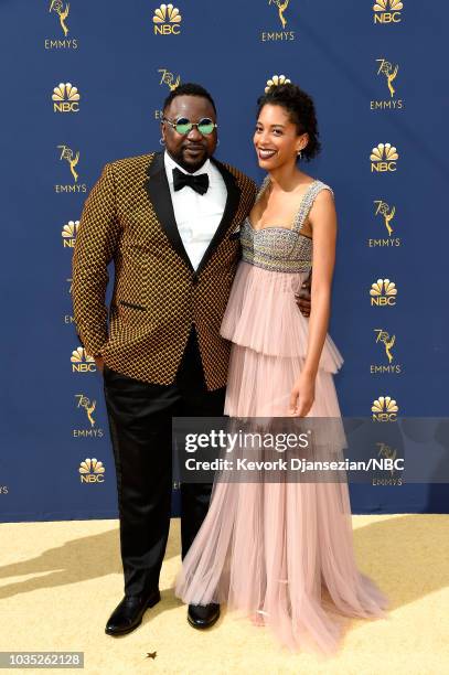 70th ANNUAL PRIMETIME EMMY AWARDS -- Pictured: Brian Tyree Hnery and Stefani Robinson arrives to the 70th Annual Primetime Emmy Awards held at the...