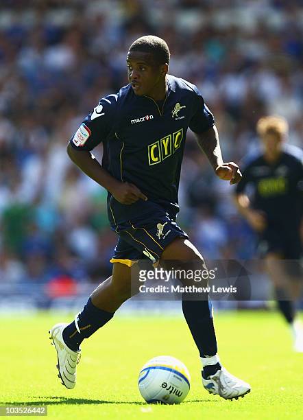 Kevin Lisbie of Millwall in action during the Npower Championship match between Leeds United and Millwall at Elland Road on August 21, 2010 in Leeds,...