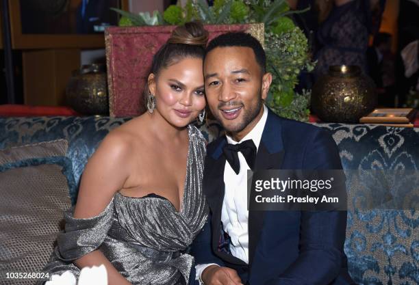 Chrissy Teigen and John Legend attend Hulu's 2018 Emmy Party at Nomad Hotel Los Angeles on September 17, 2018 in Los Angeles, California.