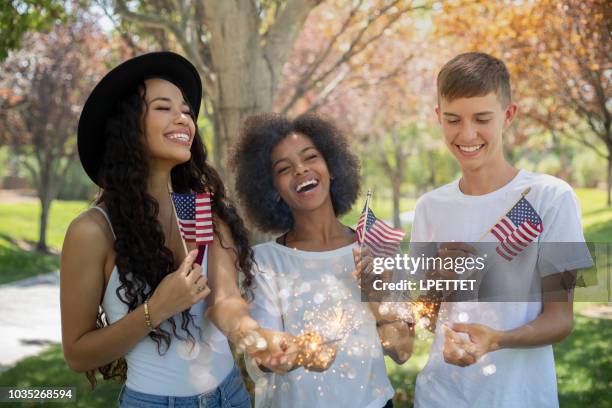 fourth of july in the park. - fourth of july party stock pictures, royalty-free photos & images