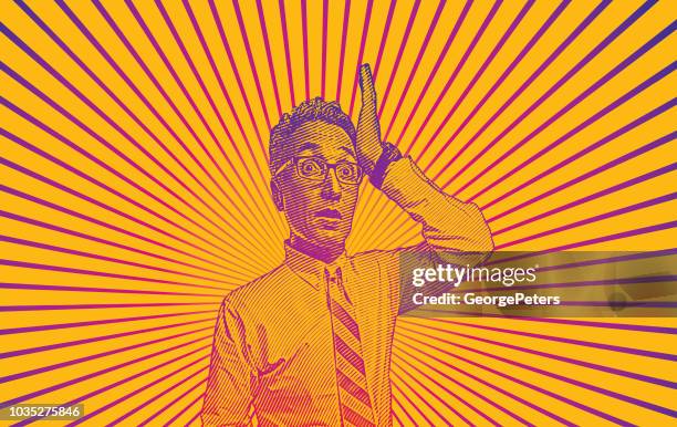 businessman with shocked facial expression - head exploding stock illustrations