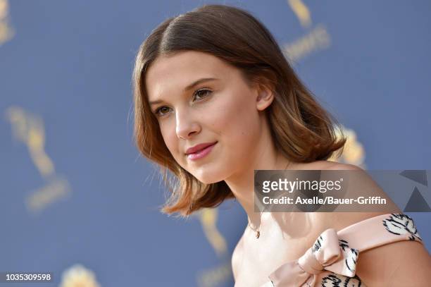 Millie Bobby Brown attends the 70th Emmy Awards at Microsoft Theater on September 17, 2018 in Los Angeles, California.
