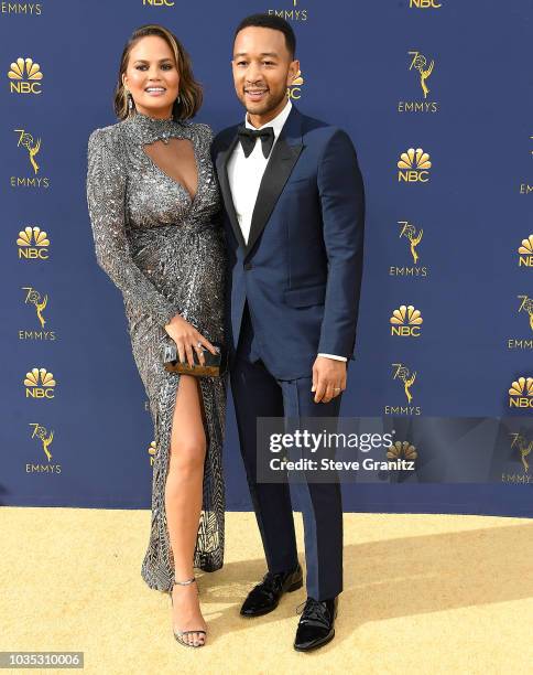 John Legend, Chrissy Teigen arrives at the 70th Emmy Awards on September 17, 2018 in Los Angeles, California.