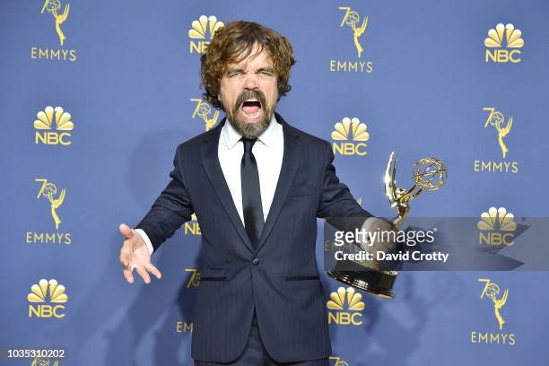 Peter Dinklage attends the 70th Emmy Awards - Press Room at Microsoft Theater on September 17, 2018 in Los Angeles, California.