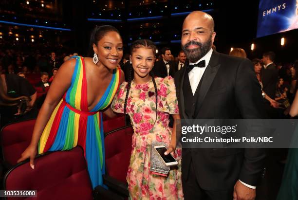 70th ANNUAL PRIMETIME EMMY AWARDS -- Pictured: Tiffany Haddish, Juno Wright, and Jeffrey Wright arrives to the 70th Annual Primetime Emmy Awards held...