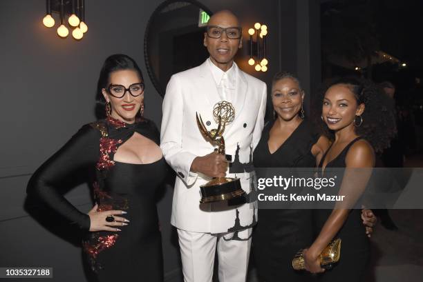 Michelle Visage, RuPaul, Lynda Browning and Logan Browning attend the 2018 Netflix Primetime Emmys After Party at NeueHouse Hollywood on September...