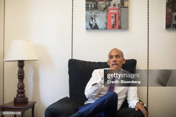 Chuka Umunna, U.K. Lawmaker for the opposition Labour party, speaks during an interview at his offices at the Houses of Parliament in London, U.K.,...