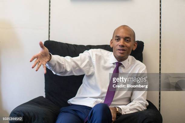 Chuka Umunna, U.K. Lawmaker for the opposition Labour party, speaks during an interview at his offices at the Houses of Parliament in London, U.K.,...