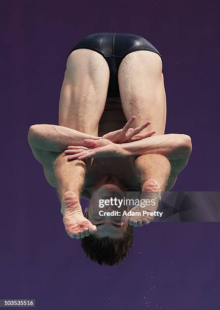 Michael Hixon of the USA competes in the preliminary of the Youth Mens 3m Springboard diving competition on day eight of the Youth Olympics at Toa...