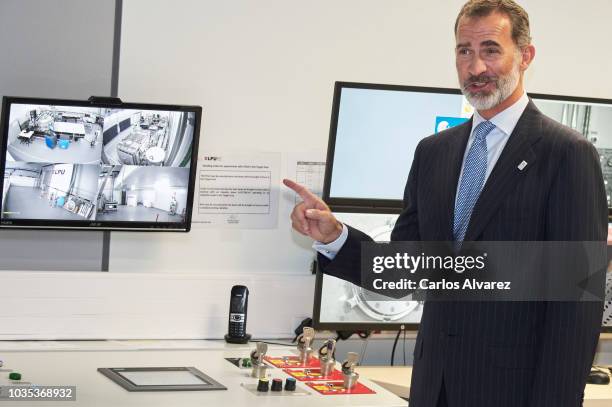 King Felipe VI of Spain visits the Center of Laseres and inaugurates de Petavatio Laser ÔVega-3Õ at the Science Park on September 18, in Salamanca...