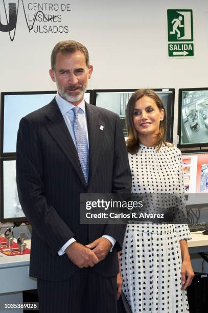 King Felipe VI of Spain and Queen Letizia of Spain visit the Center of Laseres and inaugurate de Petavatio Laser ÔVega-3Õ at the Science Park on...