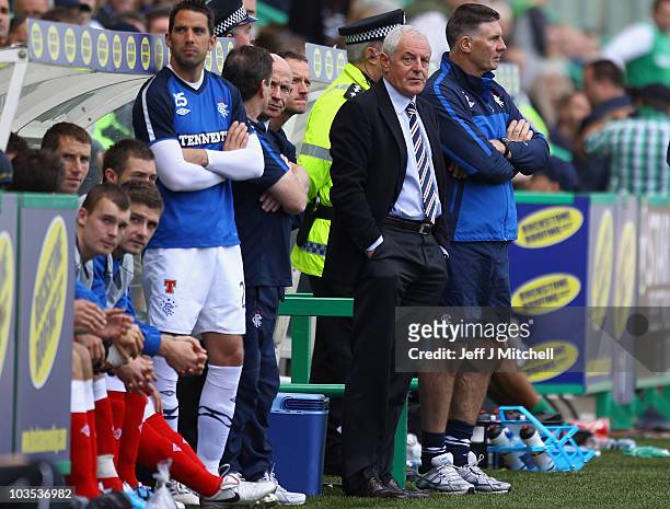 Walter Smith head coach of Rangers looks on during the Clydesdale Bank Scottish Premier League match between Hibernian and Rangers at Easter Road...