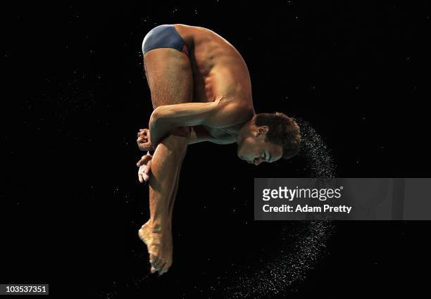 Thomas Daley of Great Britain competes in the final of the Youth Mens 3m Springboard diving competition on day eight of the Youth Olympics at Toa...