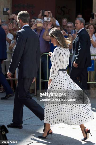 King Felipe VI of Spain and Queen Letizia of Spain attend the 30th anniversary of the ÔMagna Charta UniversitatumÕ at the Salamanca University on...