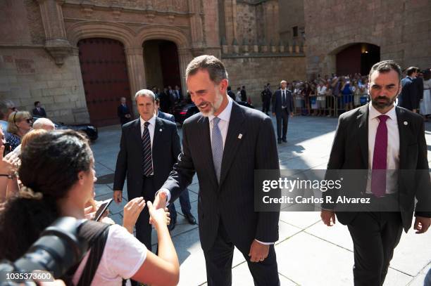 King Felipe VI of Spain attends the 30th anniversary of the ÔMagna Charta UniversitatumÕ at the Salamanca University on September 18, in Salamanca...