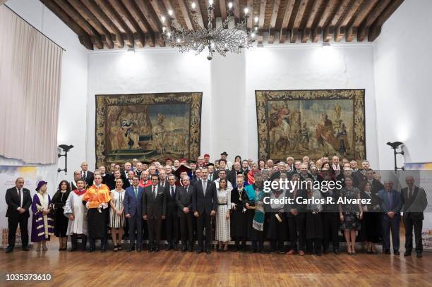 King Felipe VI of Spain and Queen Letizia of Spain attend the 30th anniversary of the ÔMagna Charta UniversitatumÕ at the Salamanca University on...