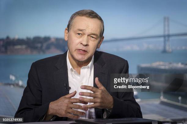 Peter Rawlinson, chief technology officer of Lucid Motors Inc., speaks during a Bloomberg Television interview in San Francisco, California, U.S., on...