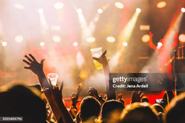 concert crowd, concert alcohol, alcohol concert, festival beer, party alcohol, beer, concert beer - nightclub crowd stock pictures, royalty-free photos & images