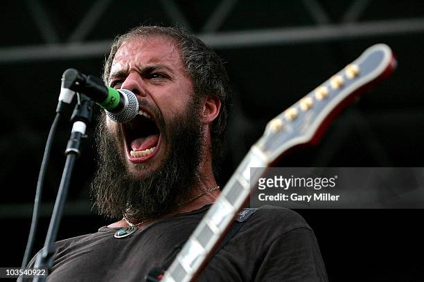 Musician/vocalist John Baizley of Baroness performs in concert at the the AT&T Center in San Antonio, Texas on August 21, 2010 in San Antonio, Texas.