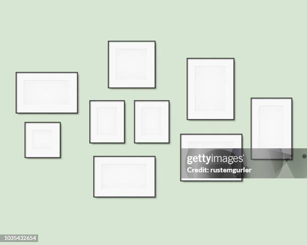 blank art frame set - empty art studio stock illustrations