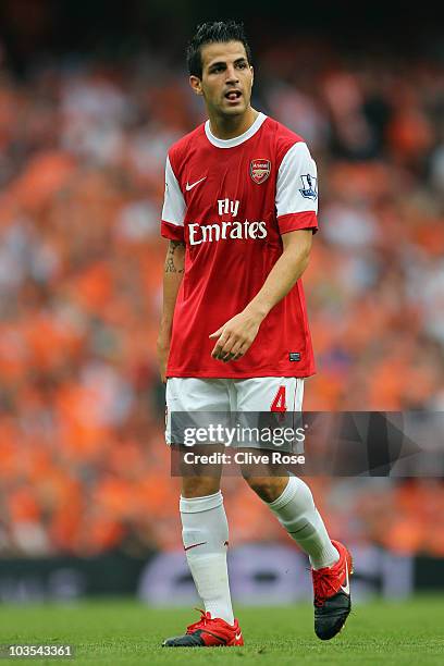 Cesc Fabregas of Arsenal during the Barclays Premier League match between Arsenal and Blackpool at The Emirates Stadium on August 21, 2010 in London,...