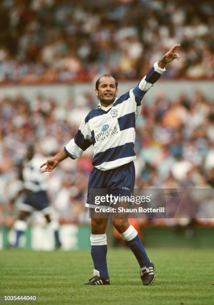 Player Ray Wilkins makes a point during an FA Carling Premiership match between West Ham United and Queens Park Rangers at Upton Park on August 28,...