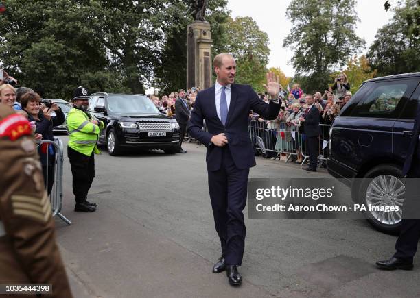 The Duke of Cambridge arrives for the unveiling of a sculpture of Frank Foley at Mary Stevens Park, Stourbridge.