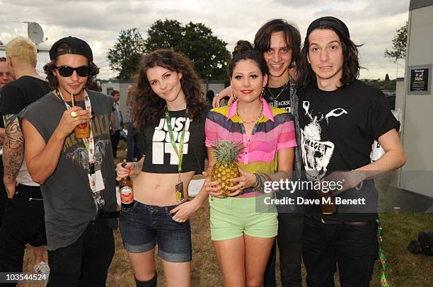 Guests and Eliza Doolittle pose for a photograph in the official VIP backstage area hosted by Mahiki during Day Two of V Festival 2010 on August 22,...