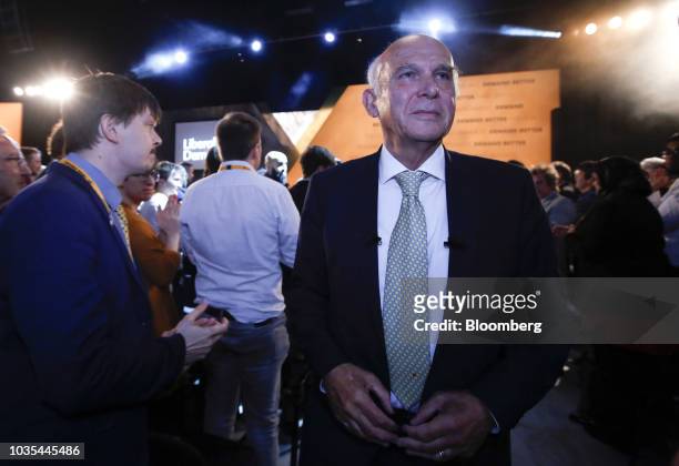 Vince Cable, leader of the U.K.'s Liberal Democrat Party, arrives to deliver his keynote speech at the party's annual conference in Brighton, U.K.,...