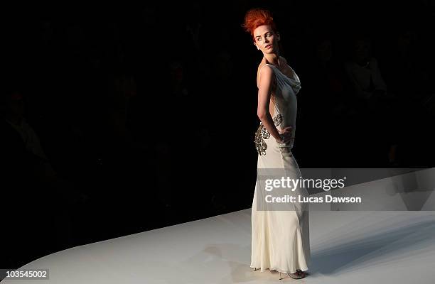 Model showcases designs by Collette Dinnigan on the catwalk during the "Marie Claire Presents The Gala Opening" catwalk show, opening Rosemount...