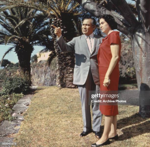 Fulgencio Batista , Cuban President, dictator, and military leader, pictured with his wife, Marta Fernandez Miranda de Batista , September 1959. In...