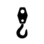 Industrial hook icon, silhouette on white background