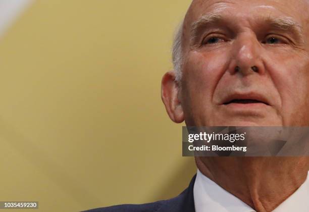 Vince Cable, leader of the U.K.'s Liberal Democrat Party, delivers his keynote speech at the party's annual conference in Brighton, U.K., on Tuesday,...