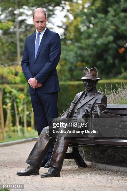 Prince William, Duke of Cambridge unveils a new sculpture of Major Frank Foley by artist Andy de Comyn on September 18, 2018 in Stourbridge, United...
