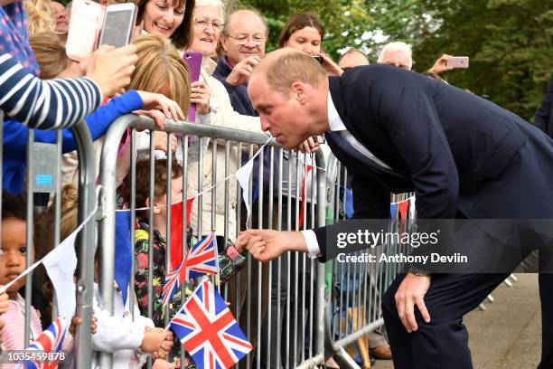 Prince William, Duke of Cambridge meets members of the public after unveiling a new sculpture of Major Frank Foley by artist Andy de Comyn on...